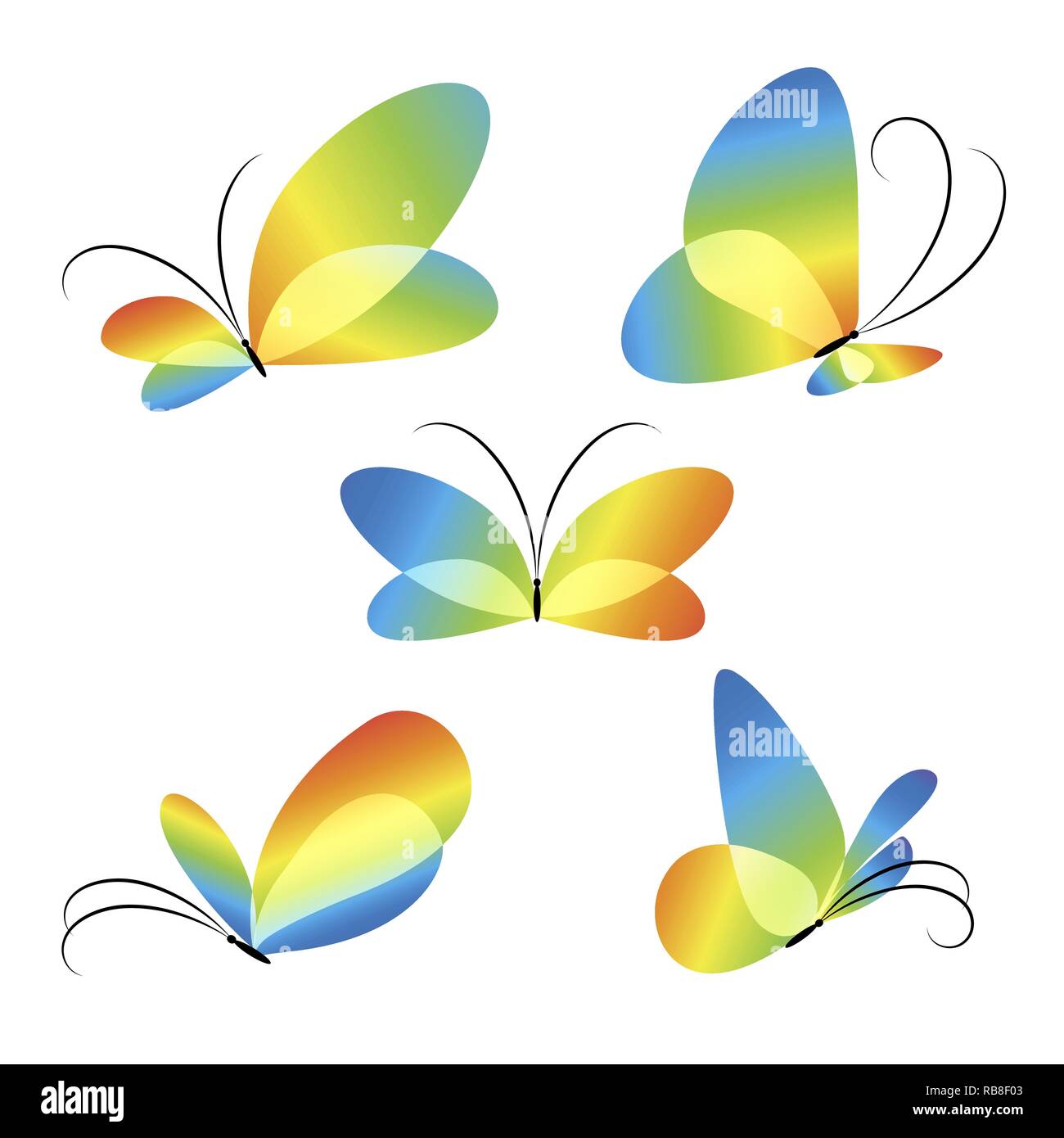 Helle Schmetterlinge Design, Icon Set Stock Vektor