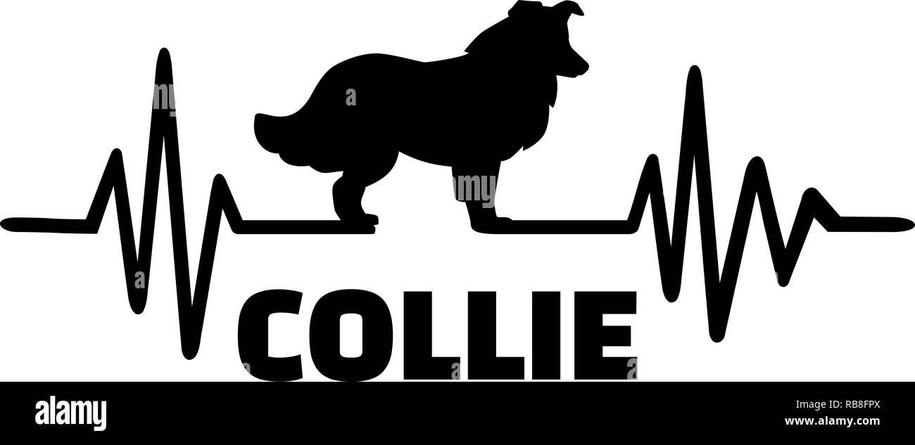 Heartbeat Frequenz mit Collie Hund Silhouette Stockfoto