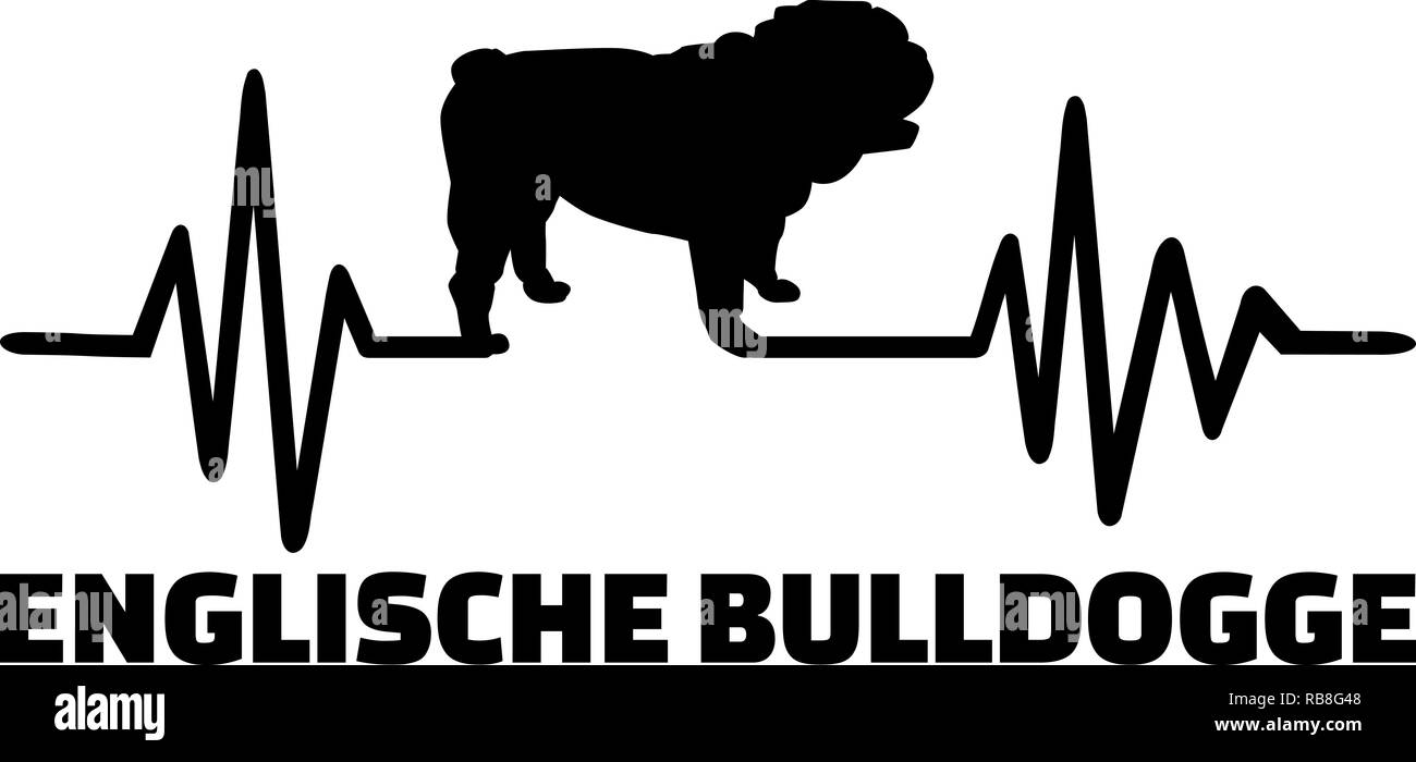 Heartbeat Puls mit Englische Bulldogge Hund Silhouette deutsche Stockfoto