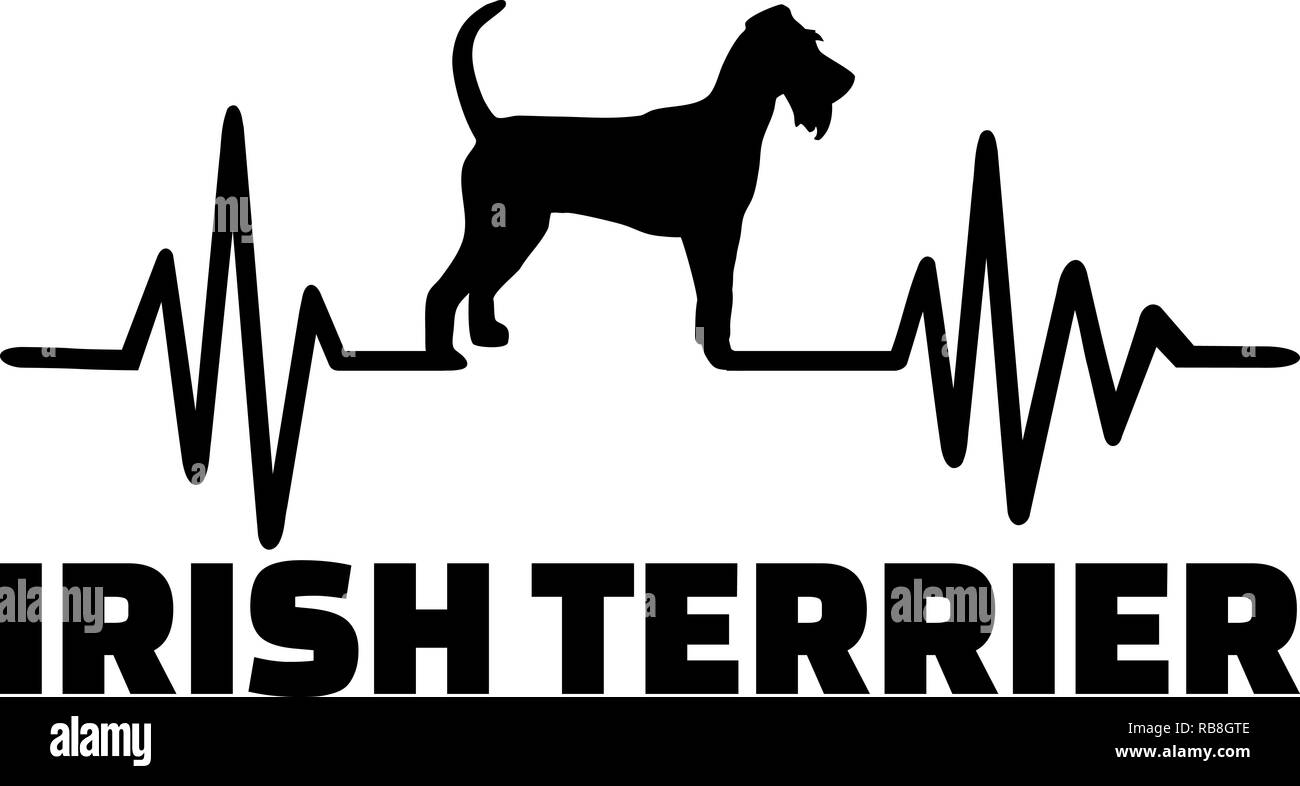 Heartbeat Puls mit Irish Terrier Hund Silhouette Stockfoto