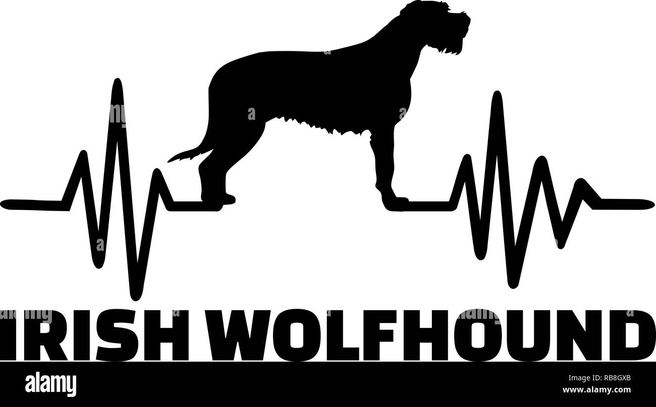 Heartbeat Puls mit Irish Wolfhound Silhouette Stockfoto