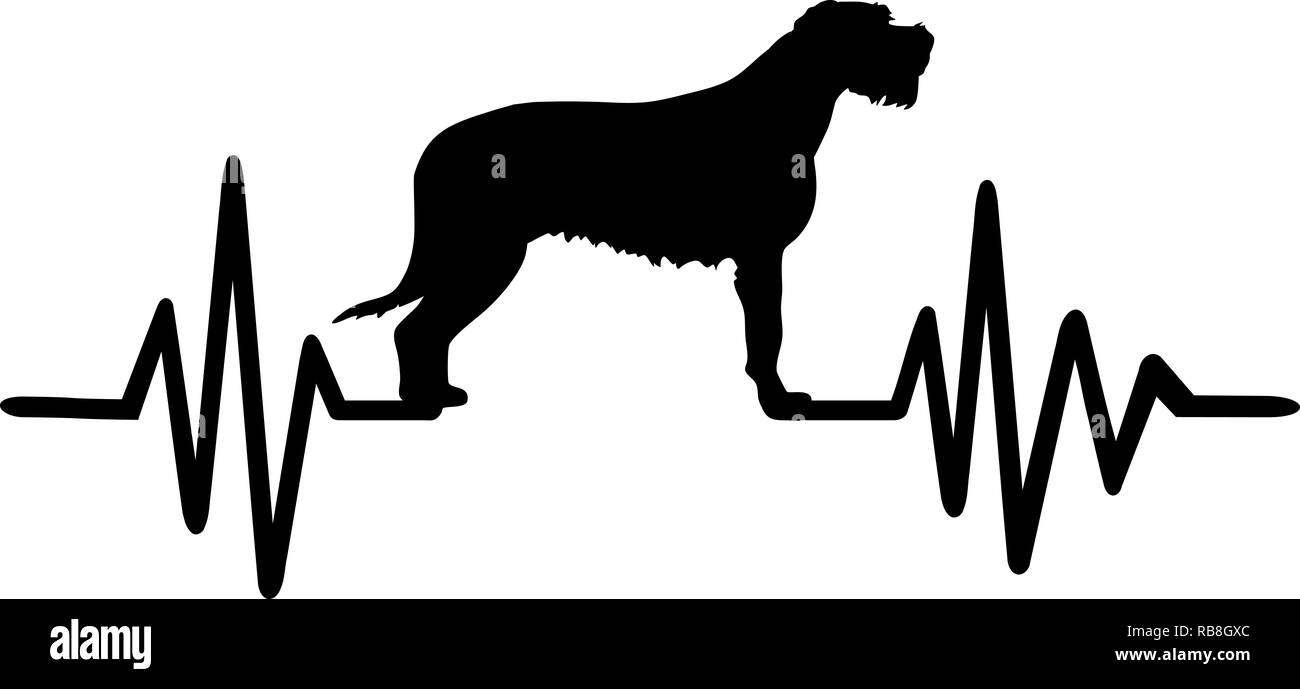 Heartbeat Puls mit Irish Wolfhound Silhouette Stockfoto