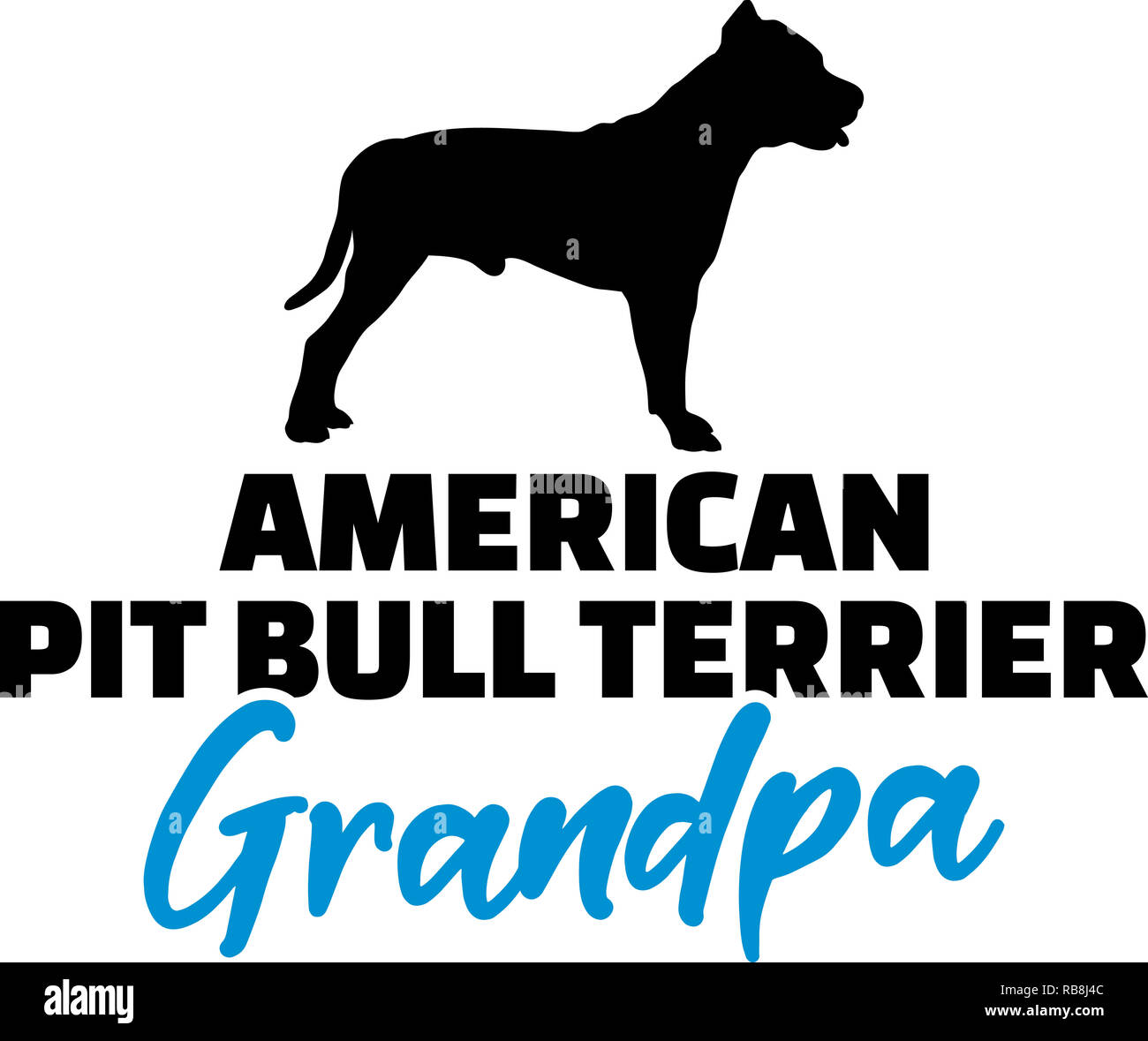 Pit Bull Terrier Opa Silhouette in Schwarz Stockfoto
