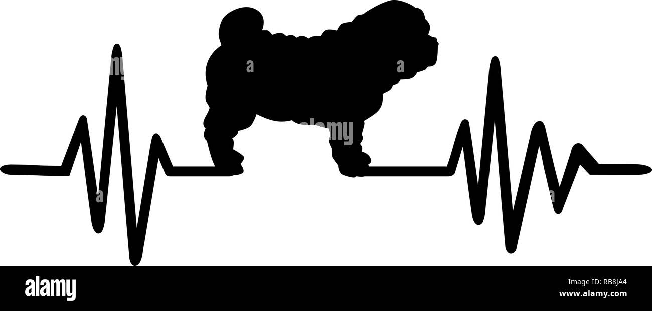 Heartbeat Frequenz mit Shar Pei Hund Silhouette Stockfoto