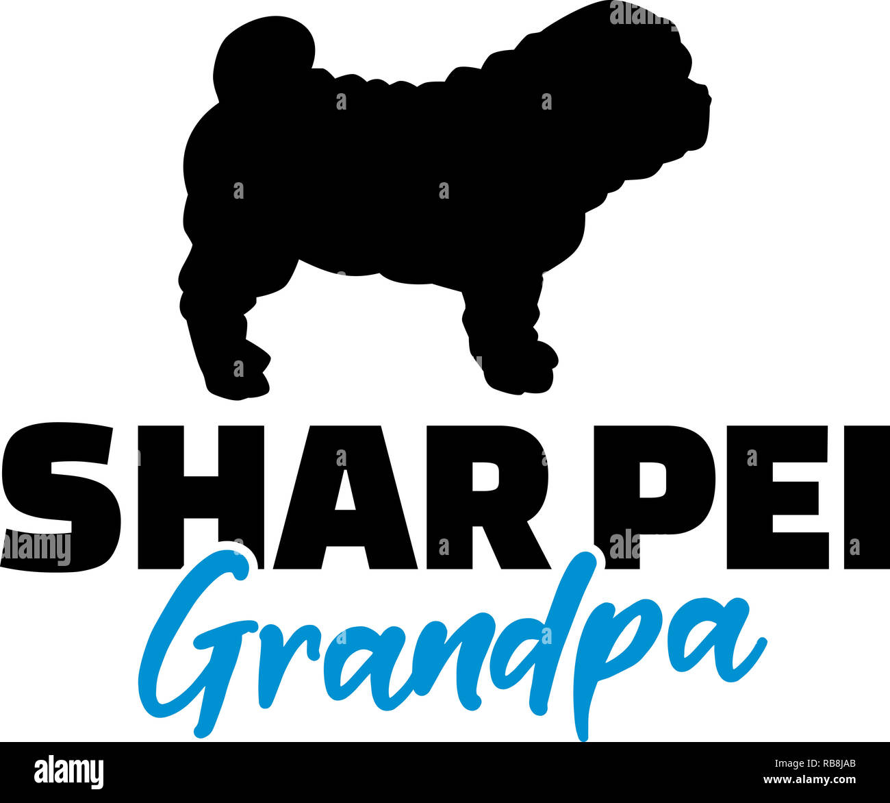 Shar Pei Opa Silhouette in Schwarz Stockfoto
