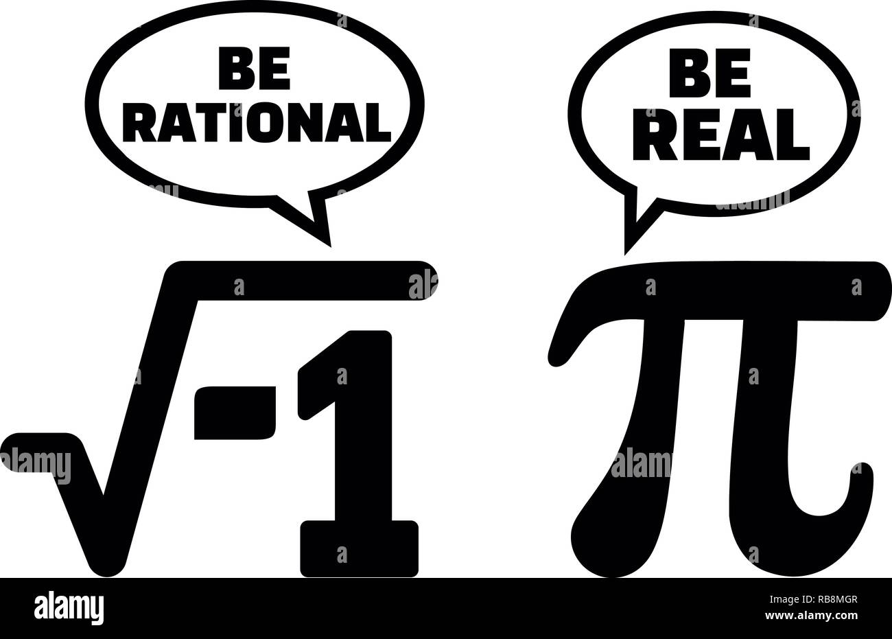 Pi Math nerd Comic rational und real werden. Stockfoto
