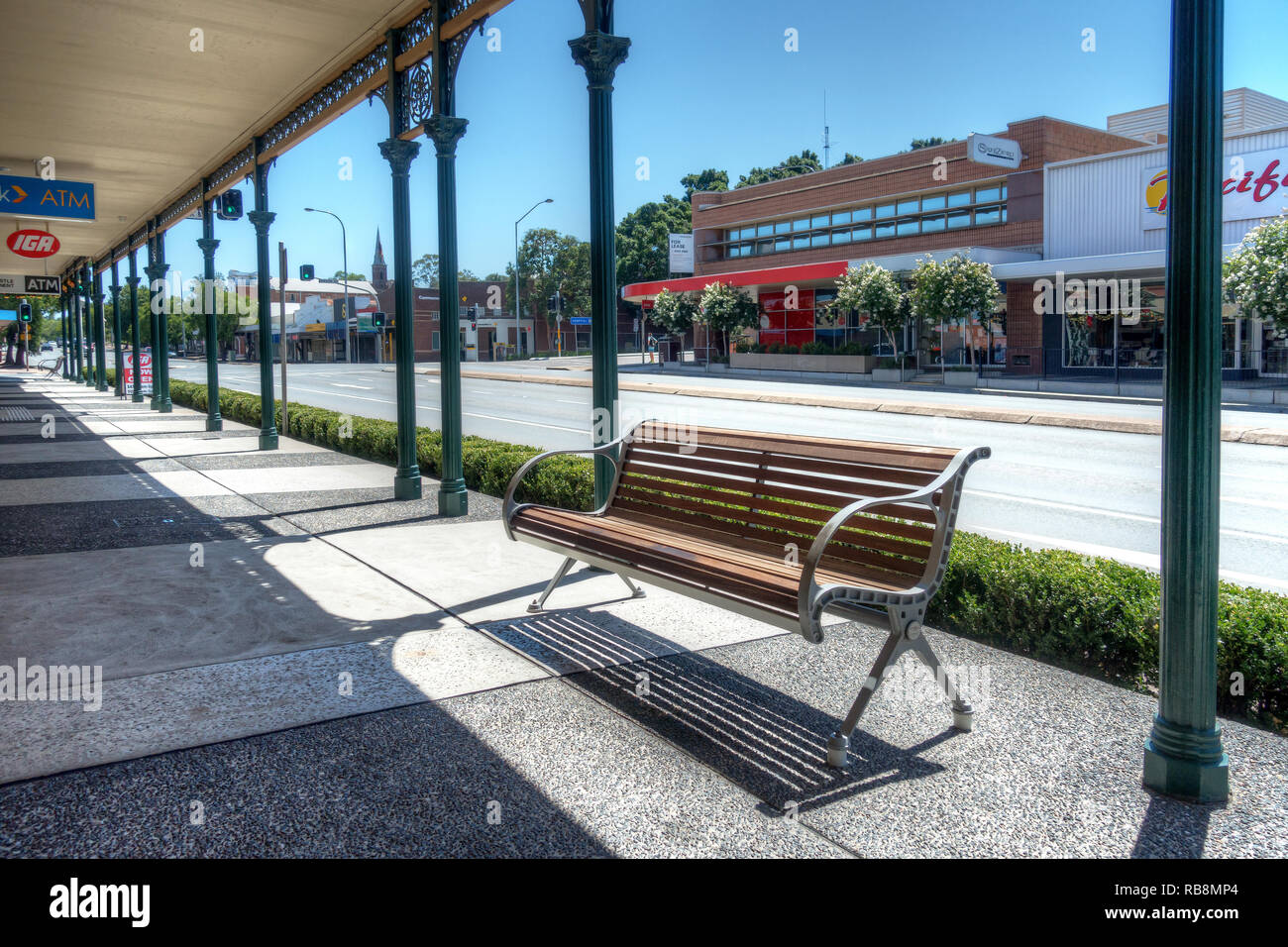 Bridge St, Teil der New England Highway in Muswellbrook Australien. 26. Dezember 2018. Stockfoto