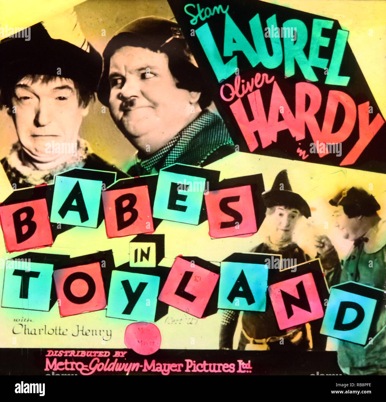Laurel und Hardy 'Babes In Toyland' Film Werbung Stockfoto