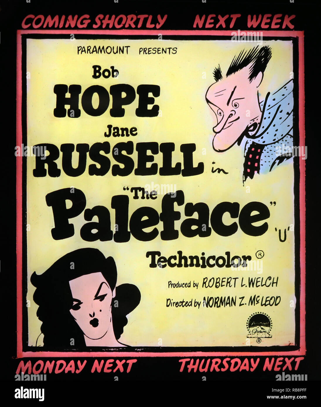 Bob Hope Jane Russell' Die Bleichgesichtigen' Film Werbung Stockfoto