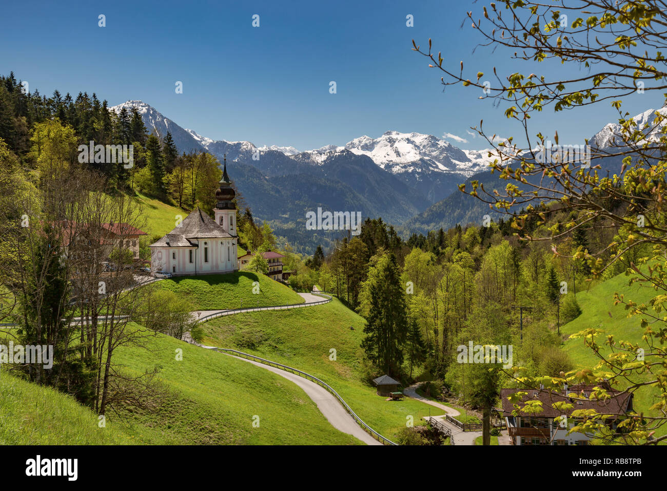 Wallfahrtskirche Maria Gern in den Bergen von Berchtesgaden Stockfoto