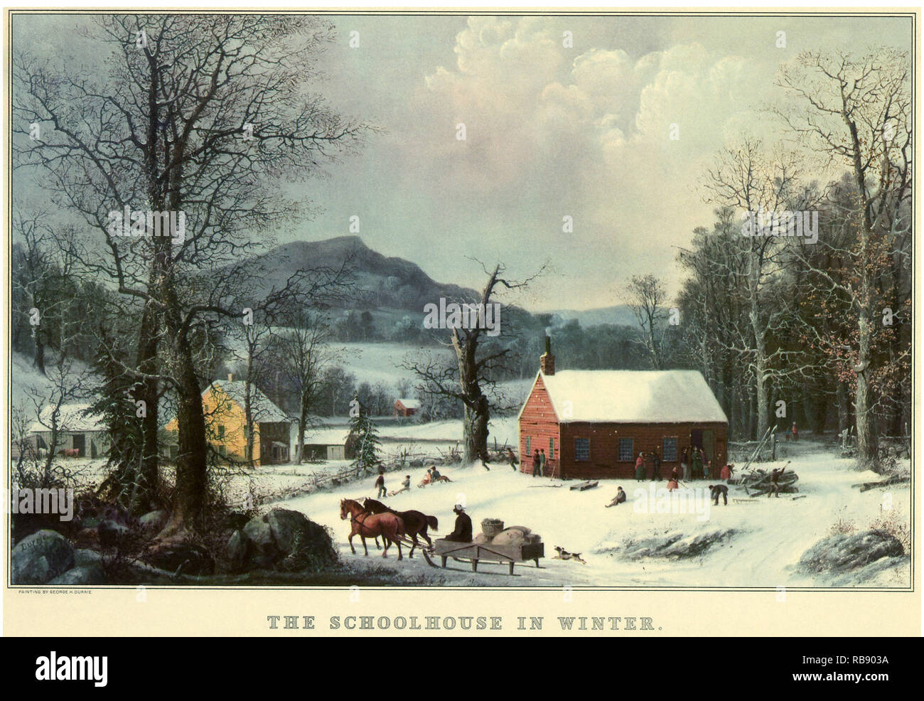 Winter Schulhaus Stockfoto