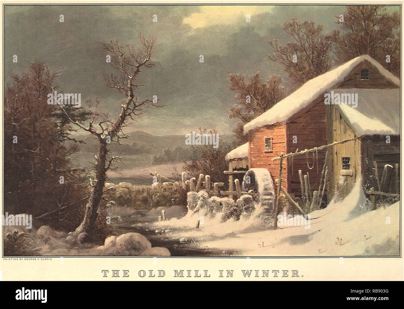 Alte Mühle im Winter Stockfoto