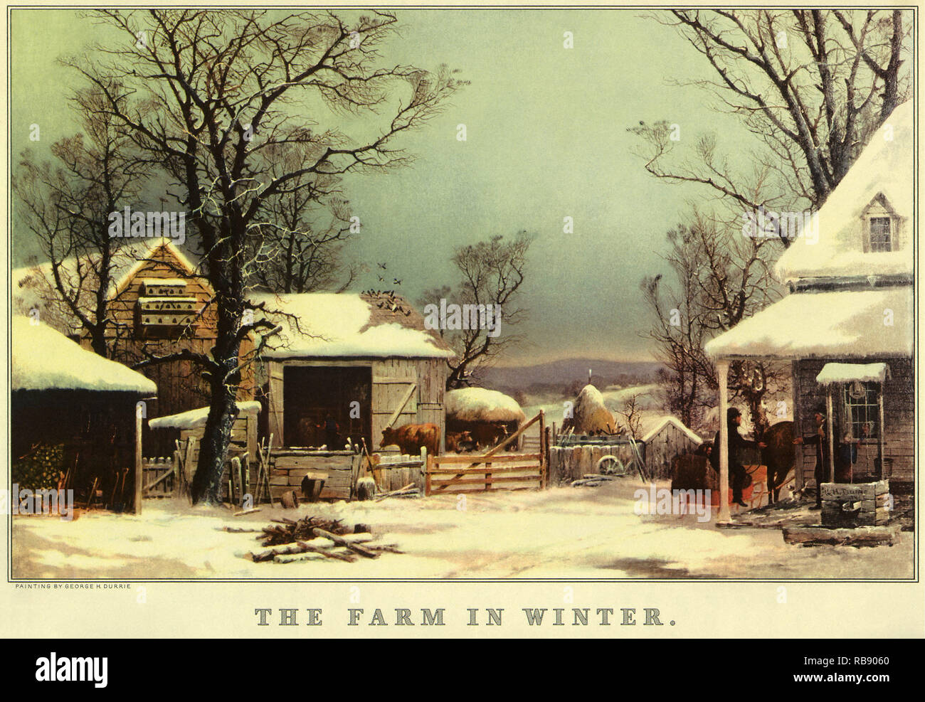 Bauernhof im Winter Stockfoto
