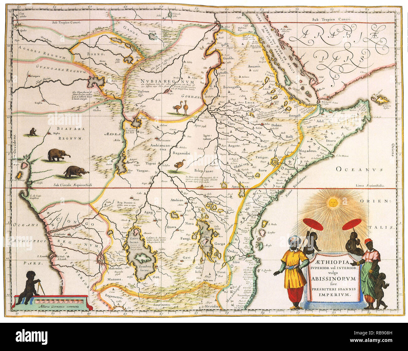 Karte von Ost- und Zentralafrika. 1635 Stockfoto