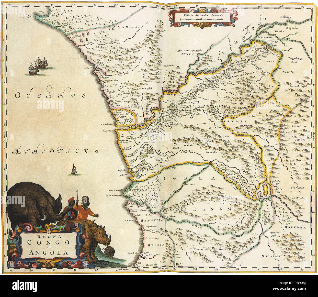Karte von Zaire 1662 Stockfoto