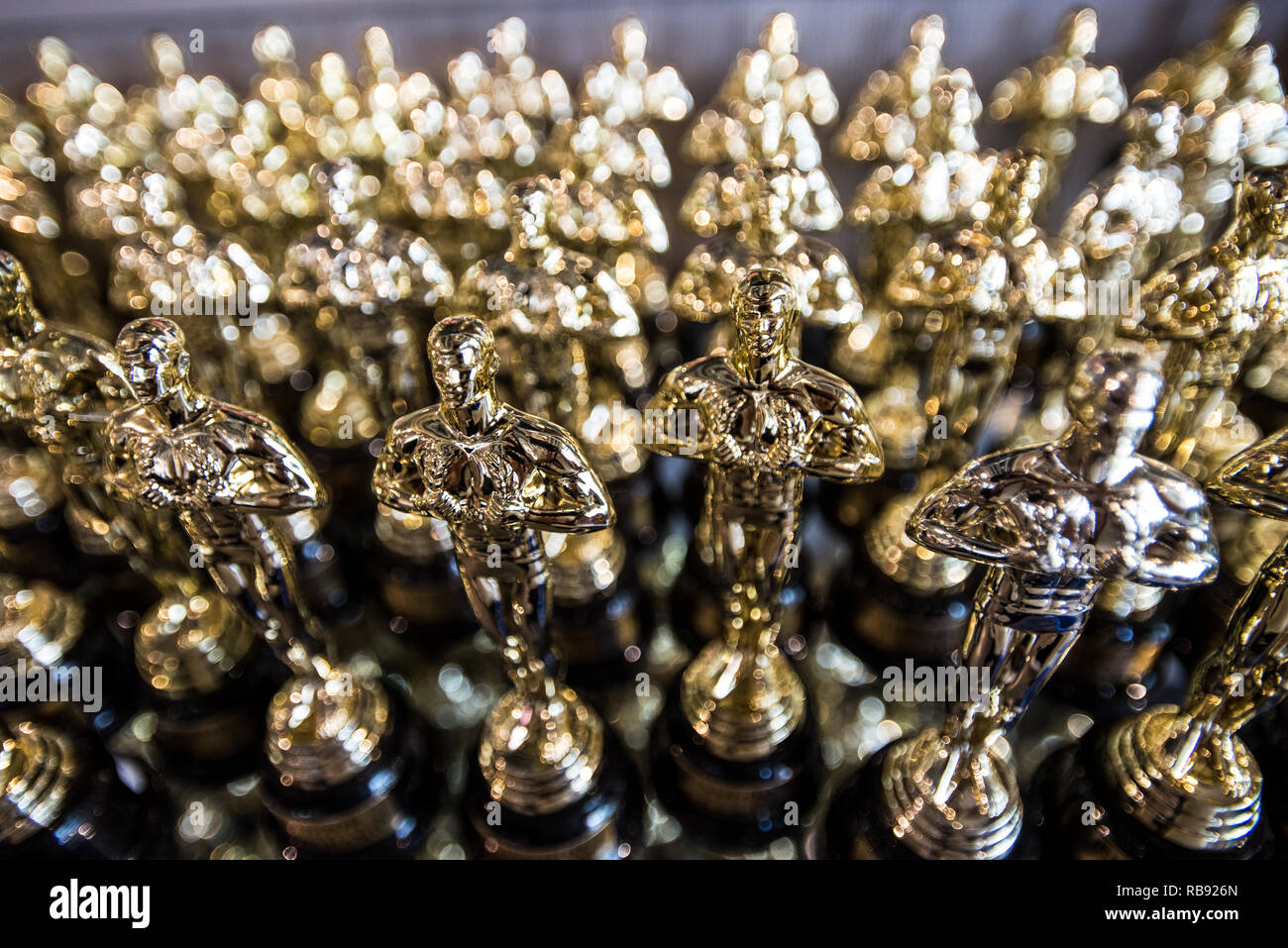 Replica Oscar Statuette in einem touristischen Shop. Hollywood. Kalifornien. Stockfoto
