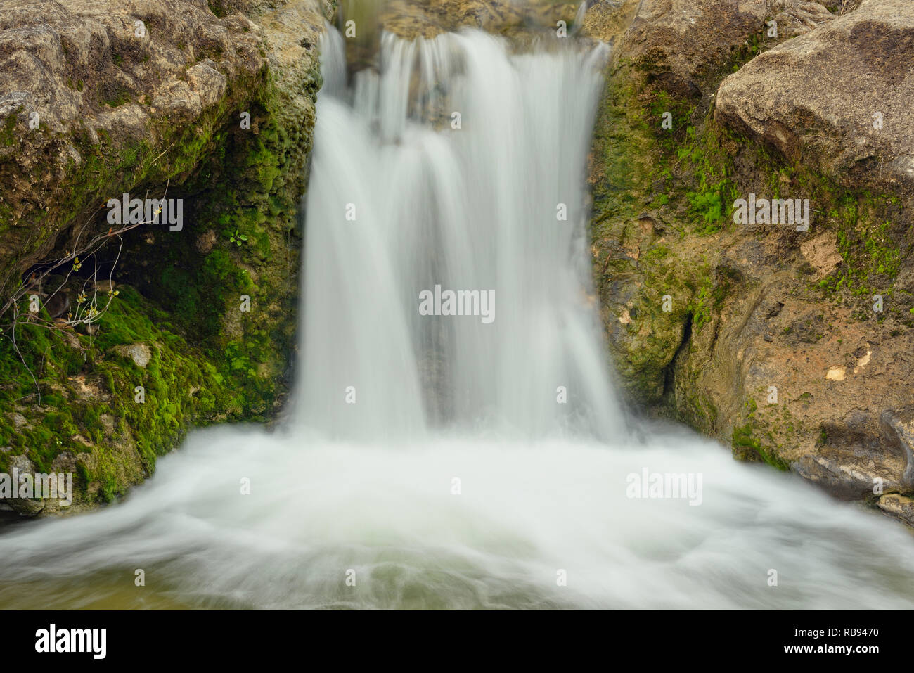 Wasserfälle am Fluss Pedernales, Pedernales Falls State Park, Texas, USA Stockfoto