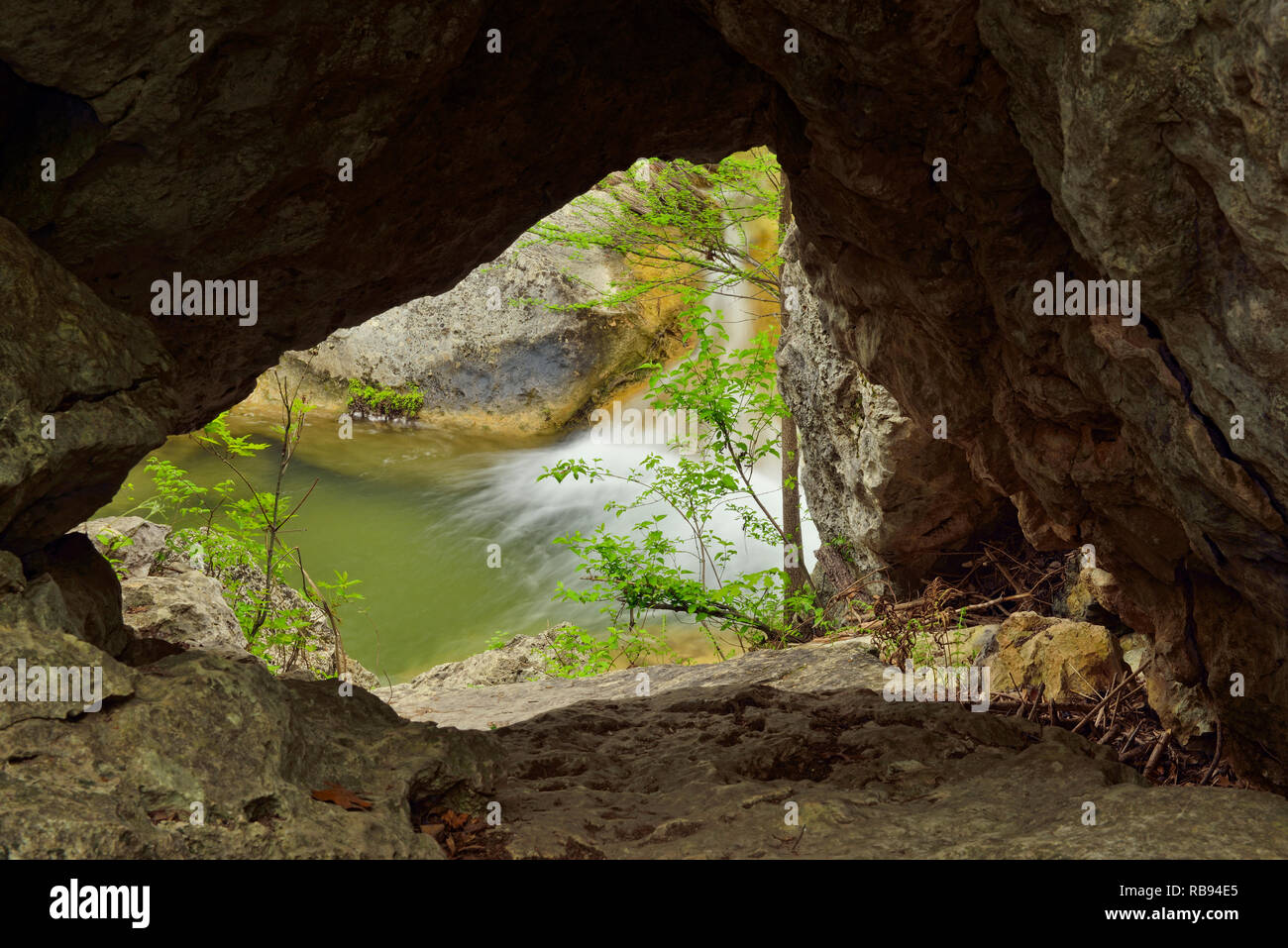 Wasserfall auf Hamilton Creek, Hamilton Pool Preserve Travis County Parks, Texas, USA Stockfoto