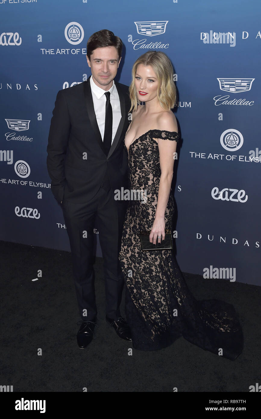 Topher Grace und seiner Frau Ashley Hinshaw Teilnahme an der Kunst des 12. jährlichen Feier des Elysium - der Himmel am 5. Januar 2019 in Los Angeles, Kalifornien. | Verwendung weltweit Stockfoto