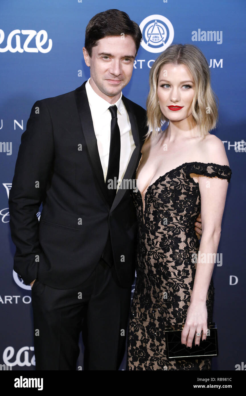 Topher Grace und seiner Frau Ashley Hinshaw Teilnahme an der Kunst des 12. jährlichen Feier des Elysium - der Himmel am 5. Januar 2019 in Los Angeles, Kalifornien. | Verwendung weltweit Stockfoto