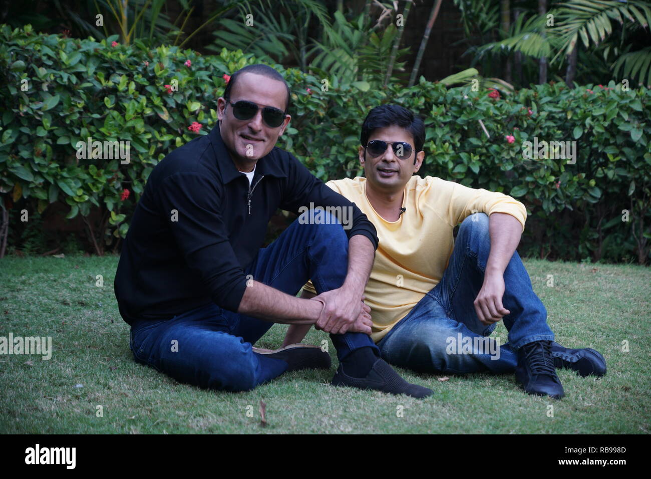 Mumbai, Indien. 7. Januar, 2019. Bollywood Schauspieler Akshay Khanna und Vijay Gutte Medien Interaktion für Film Promotion zufälligen Prime ministar an j w Marriott Hotel Juhu in Mumbai Indien am 7. Jan 2019. Credit: prodip Guha/Alamy leben Nachrichten Stockfoto