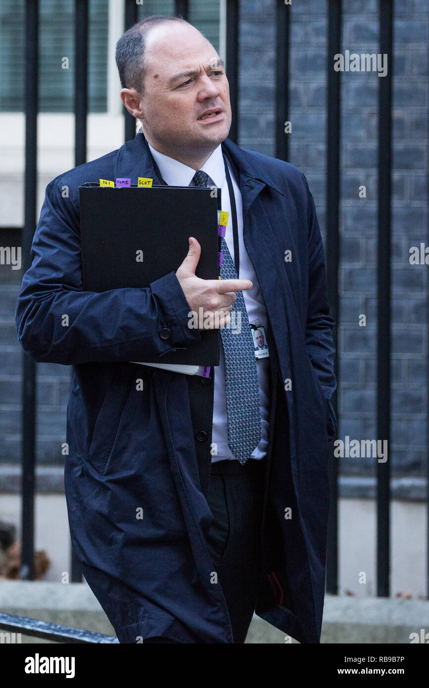 London, Großbritannien. 8. Januar, 2019. James Slack, Nr. 10 offizieller Sprecher, Blätter Downing Street 10 im Anschluss an die erste Kabinettssitzung seit den Weihnachtsferien. Credit: Mark Kerrison/Alamy leben Nachrichten Stockfoto