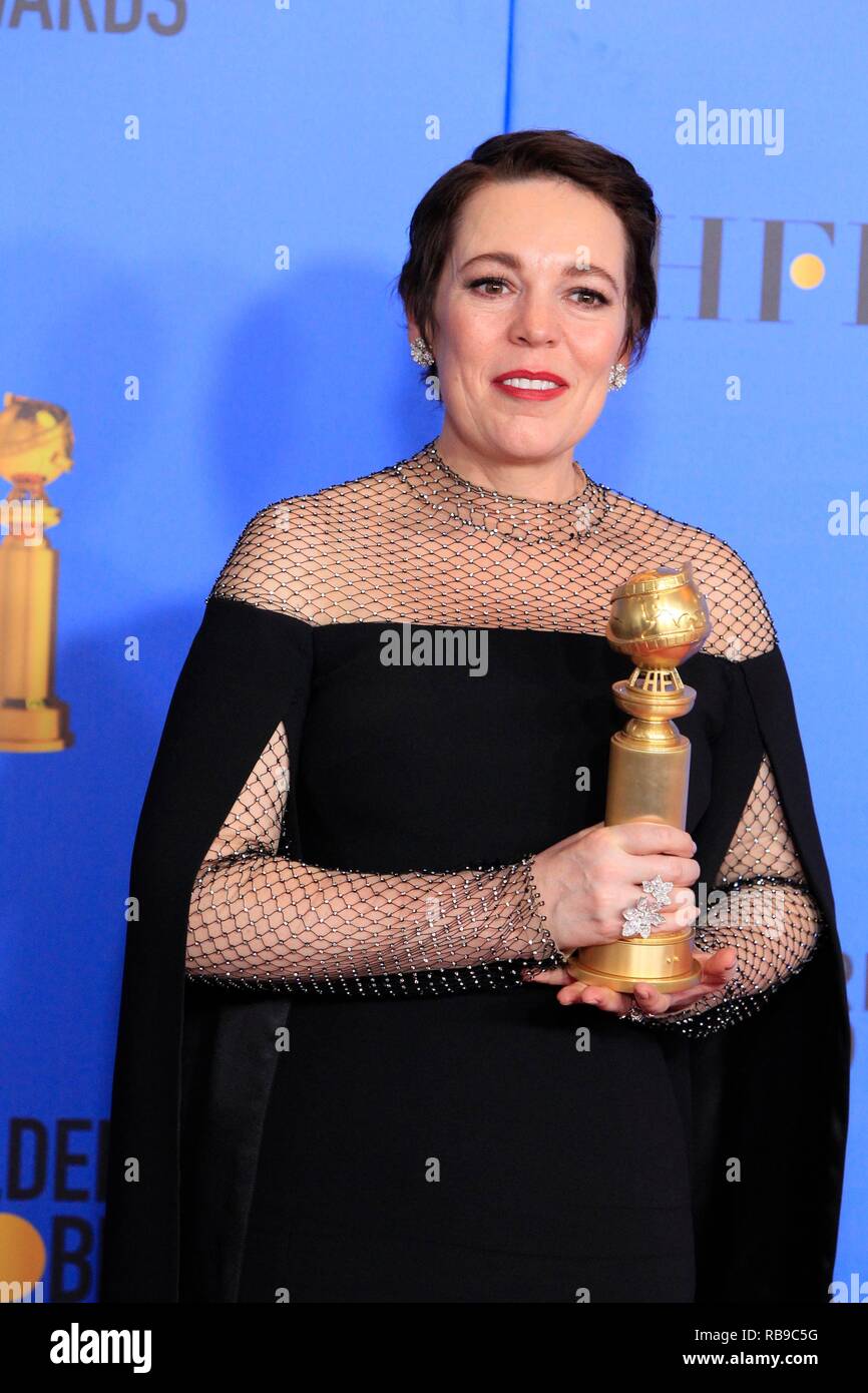 Beverly Hills, CA. 6. Januar, 2019. Olivia Colman in der Presse Raum für 76th jährliche Golden Globe Awards, The Beverly Hilton, Beverly Hills, CA 6. Januar 2019. Credit: Priscilla Grant/Everett Collection/Alamy leben Nachrichten Stockfoto