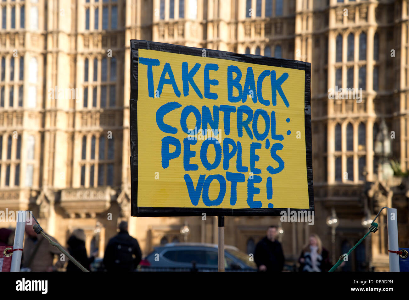 London, Großbritannien. 08 Jan, 2019. Westminster, London, England, UK. Mittag protestieren gegen Brexit. Ein Schild sagt: "Übernehmen Sie wieder die Kontrolle. Volkes Stimme". (Übernehmen Sie wieder die Kontrolle war UKIPs Slogan) Credit: Jenny Matthews/Alamy leben Nachrichten Stockfoto