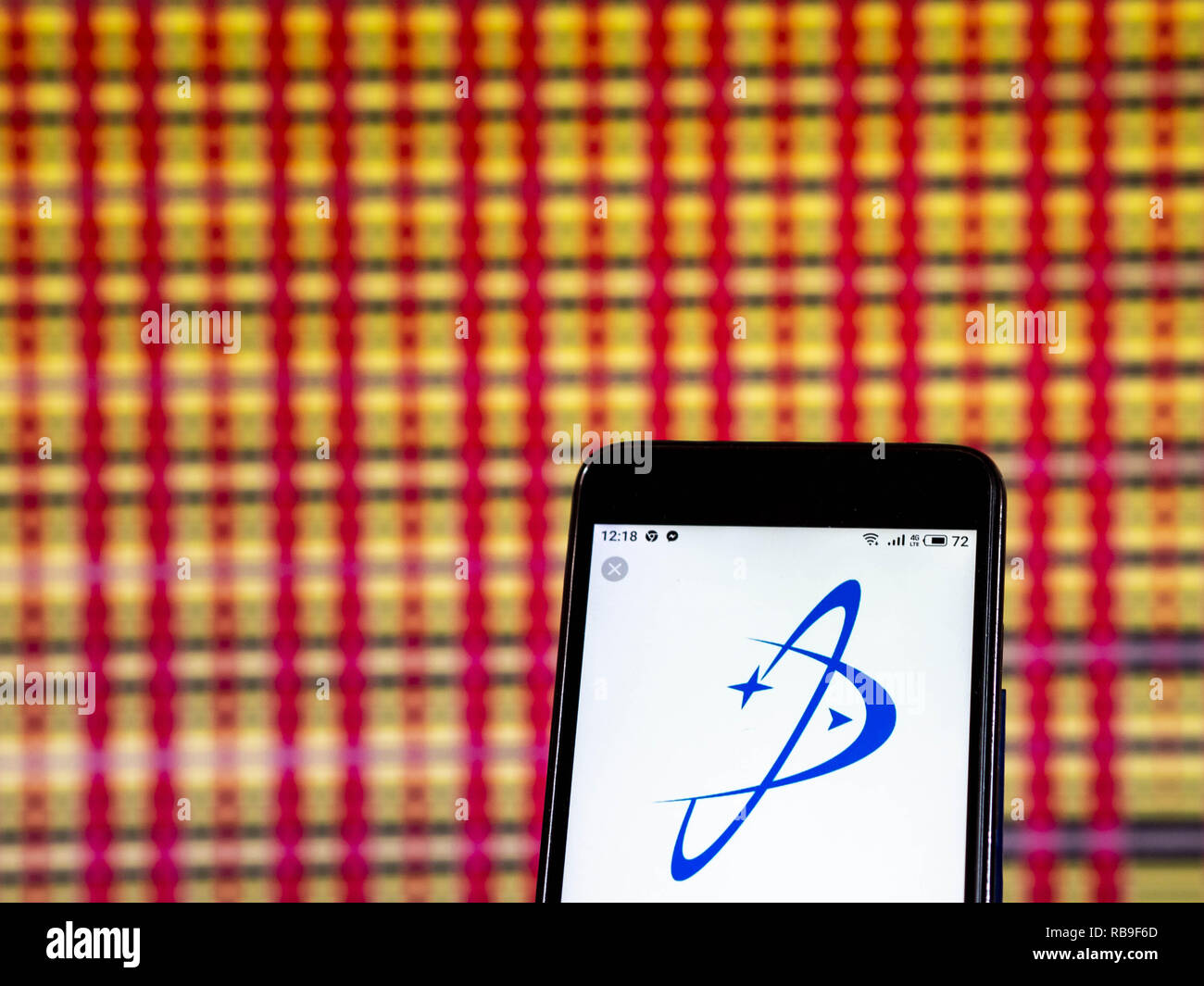 Kiew, Ukraine. 7 Jan, 2019. Orbital ATK Inc., jetzt Northrop Grumman Innovation Systems Logo auf einem Smartphone gesehen angezeigt. Quelle: Igor Golovniov/SOPA Images/ZUMA Draht/Alamy leben Nachrichten Stockfoto