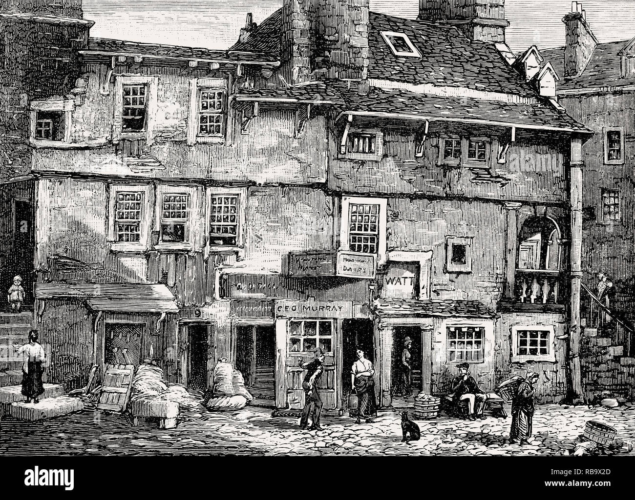 Cunzie Haus, Kerzenmacher, Cowgatehead, 1850, Edinburgh, Schottland Stockfoto