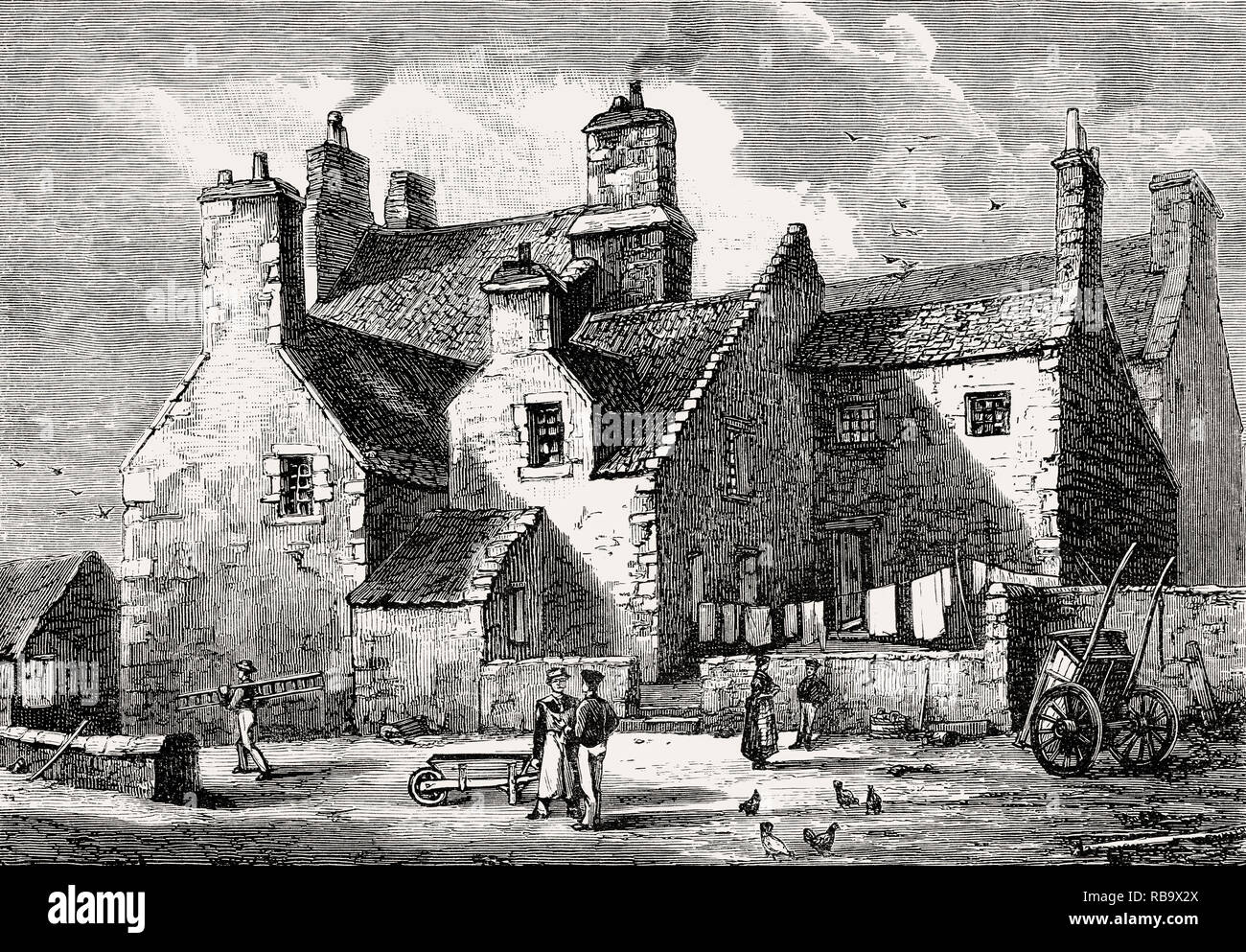 Die alten Häuser an der Ostseite von Gesellschaft, Braun's Square, 1850, Edinburgh, Schottland Stockfoto