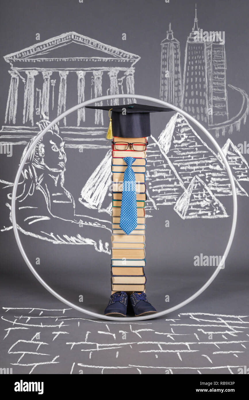 Proportionen in der Architektur, Kunst, etc. Moderne intelligente Vitruvianische Mensch erzogen. Bildung Konzept Stockfoto