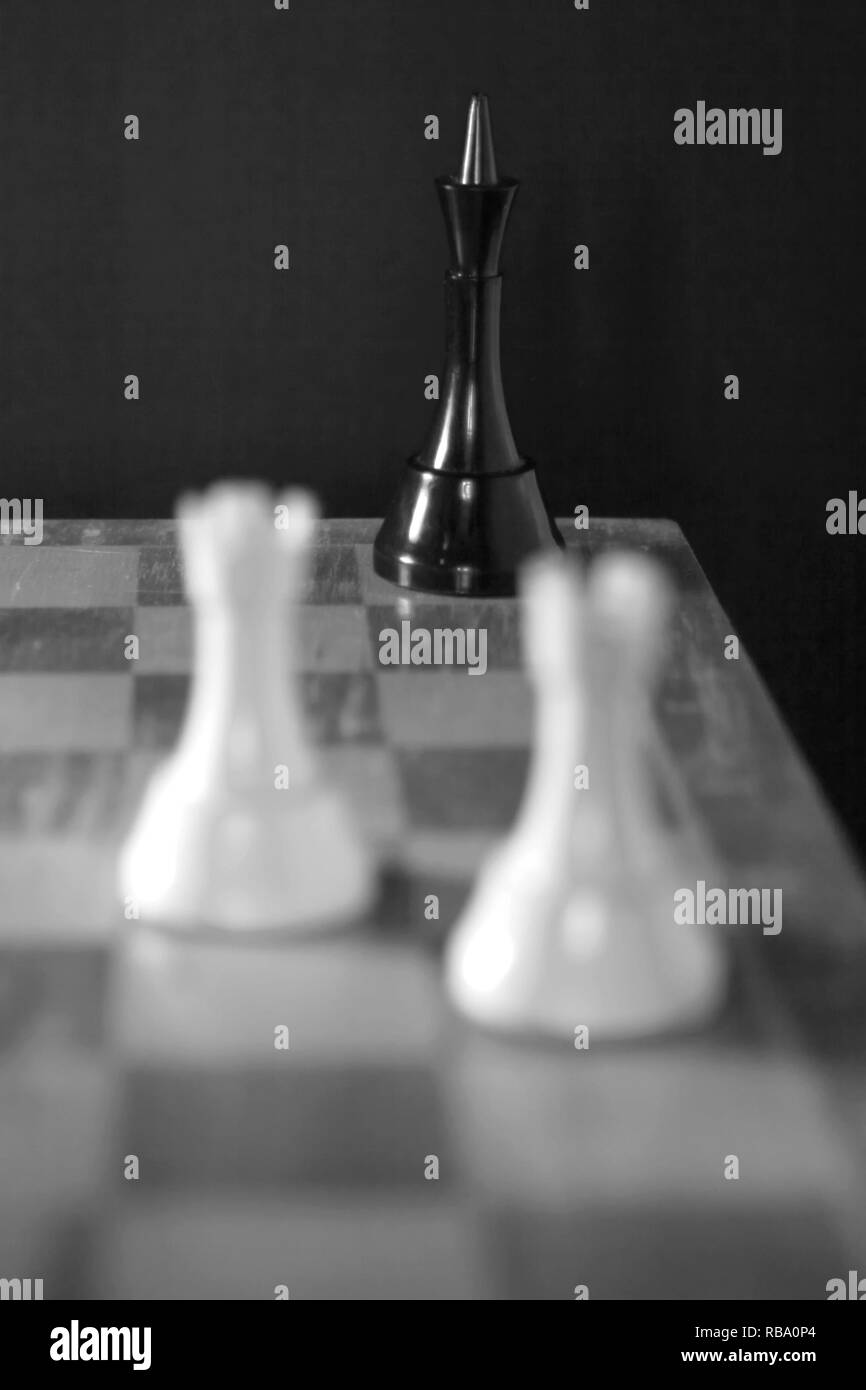 Schwarz chess König Weiß verloren. Schwarz und Weiß Stockfoto