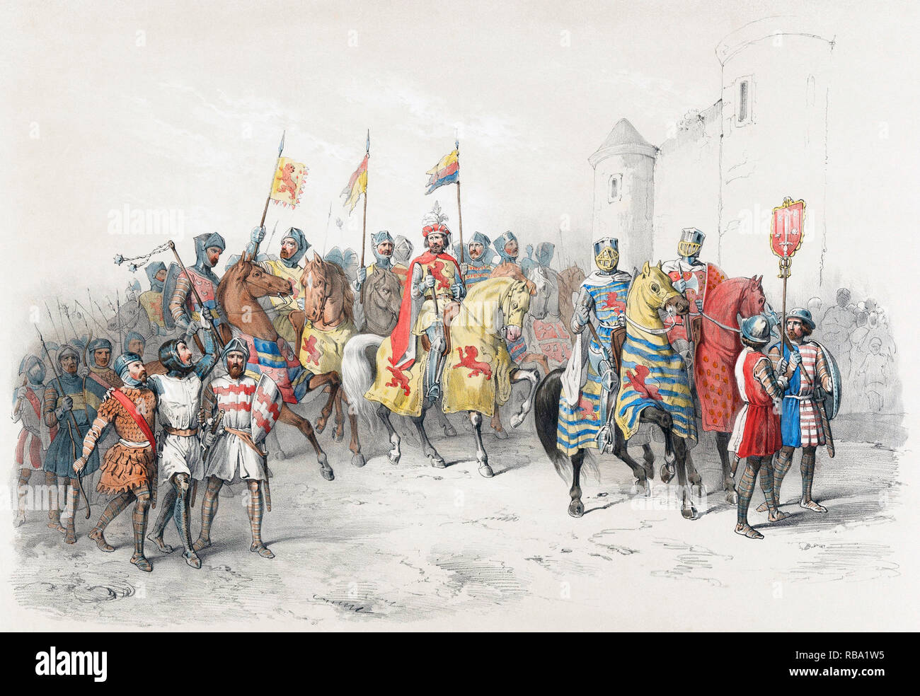 Wilhelm I., Graf von Holland, 1167-1222, während der Belagerung von der ägyptischen Stadt Damietta, während des Fünften Kreuzzugs. Nach einem 19. Jahrhundert drucken. Stockfoto