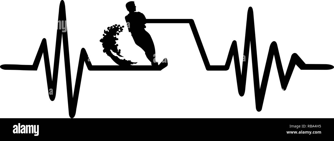 Heartbeat Puls mit waterskier Stockfoto