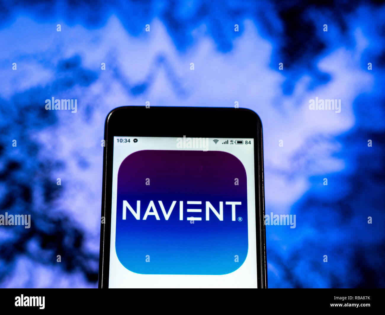 Navient Corporation Logo auf dem Smartphone angezeigt Stockfoto