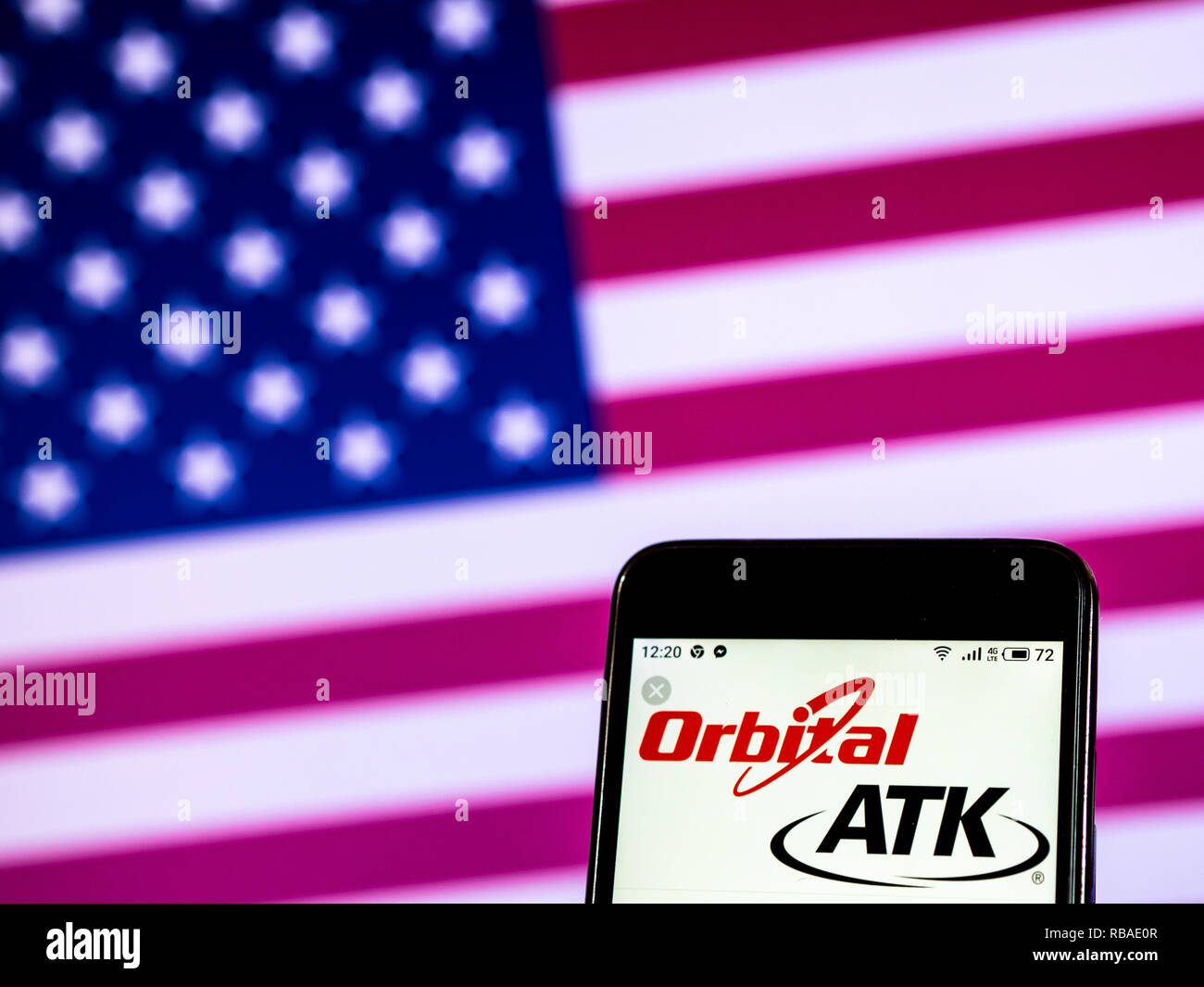 Orbital ATK Inc., jetzt Northrop Grumman Innovation Systems Logo auf dem Smartphone angezeigt Stockfoto