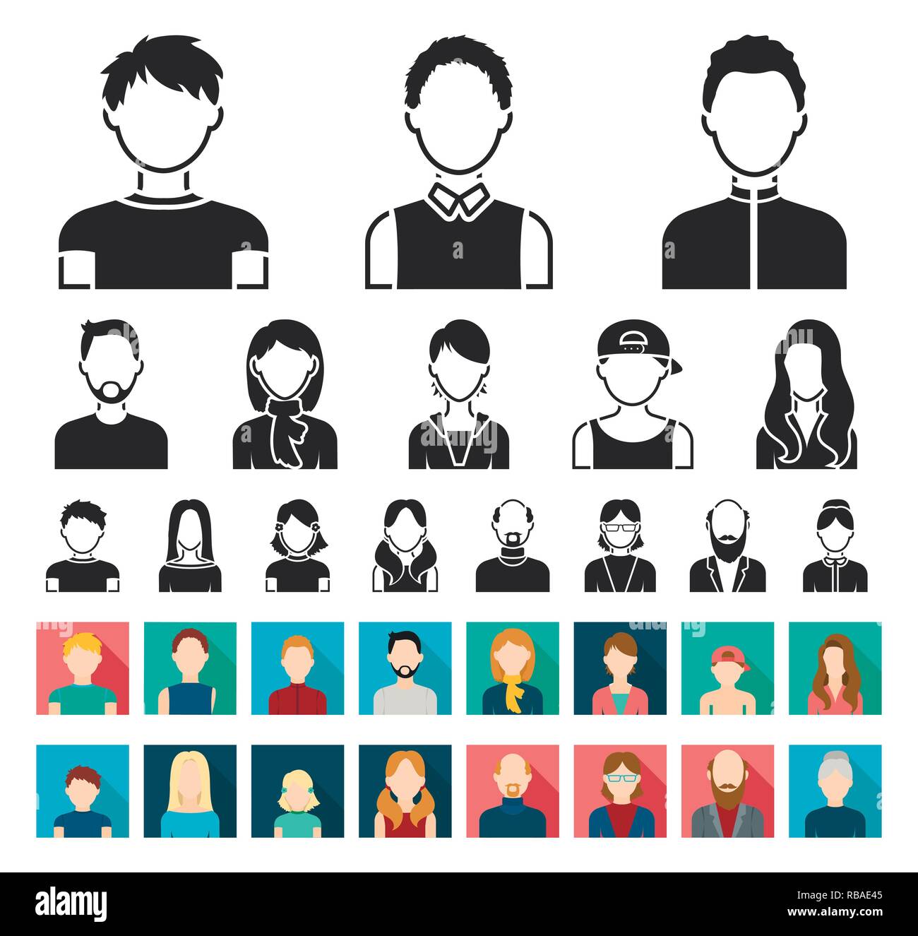 Aussehen, Kunst, Athlet, Avatar, Glatze, Bart, schwarz, flach, Junge, Sammlung, Design, Kleid, Gesicht, Mimik, Mode, Mädchen, Gläser, Großvater, Großmutter, Frisur, Kopf, menschliche, Icon, Illustration, isoliert, Logo, Mann, Schnurrbart, Außen, Menschen, Personen, Portrait, Satz, Zeichen, Stiefvater, Stiefmutter, Stil, Symbol, Lehrer, Riegel, Benutzer, Vector, Web, Frau, Arbeiten, Vektor, Vektoren, Stock Vektor