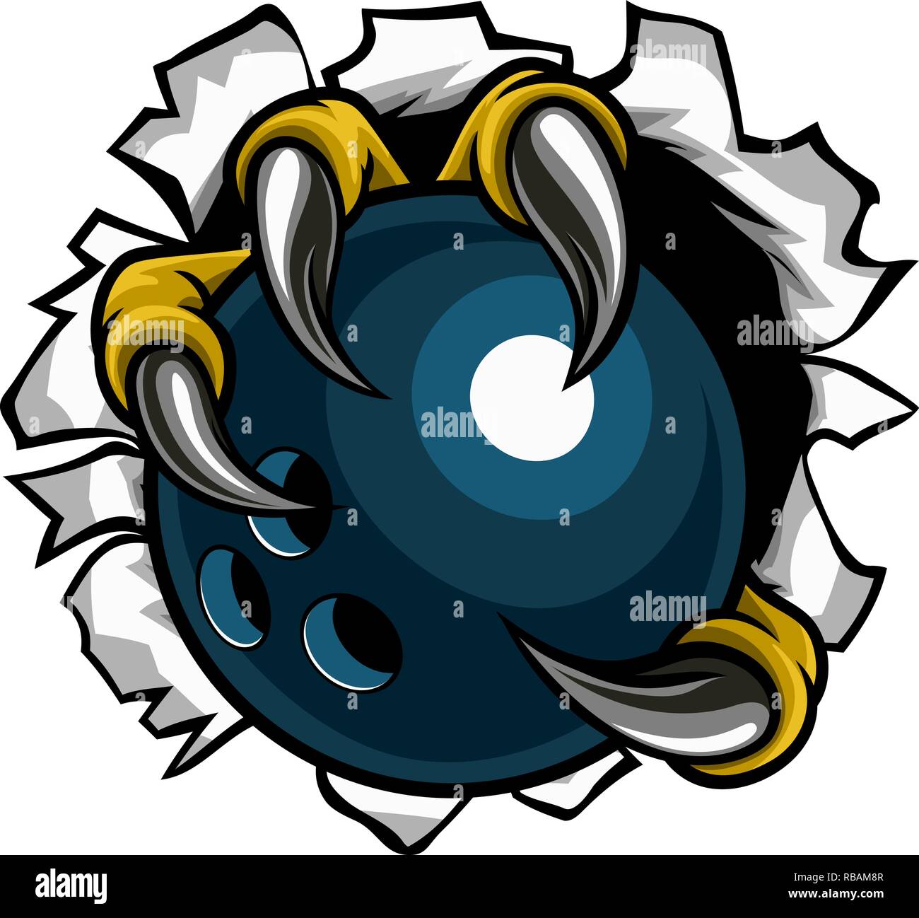 Bowling Ball Eagle Claw Krallen reißen Hintergrund Stock Vektor