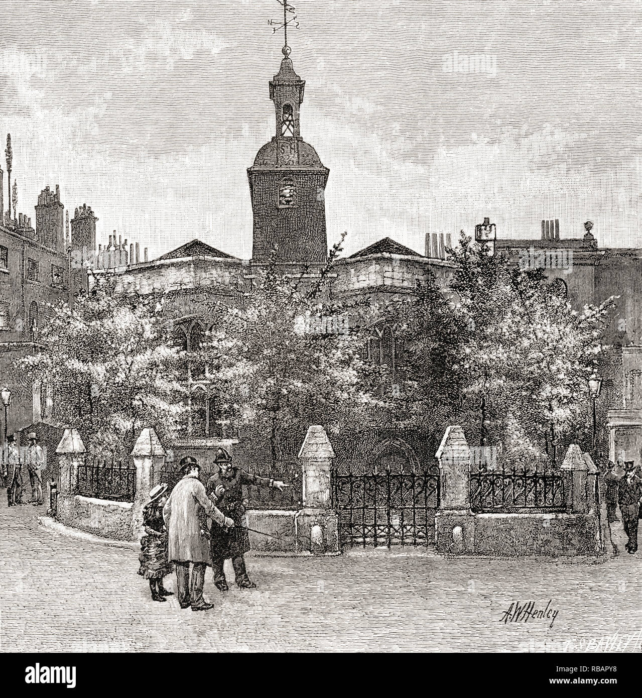 St. Helen's Church, Bishopsgate, London, England, hier im 19. Jahrhundert. Von London Bilder, veröffentlicht 1890 Stockfoto