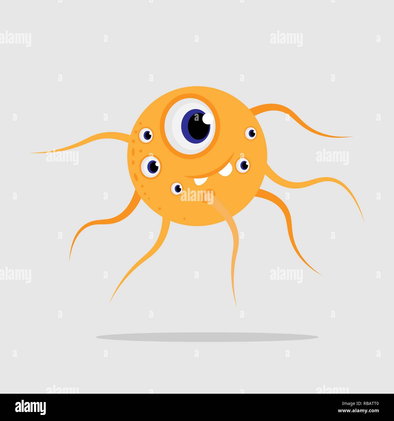 Orange lustig Cartoon Monster, Außerirdische oder Bakterium Stock Vektor