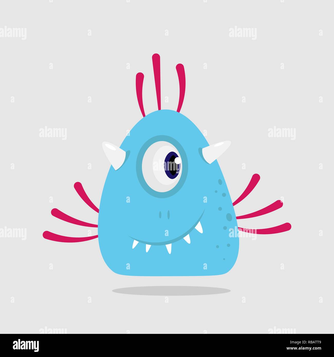 Blau lustige Cartoon Monster, Außerirdische oder Bakterium Stock Vektor