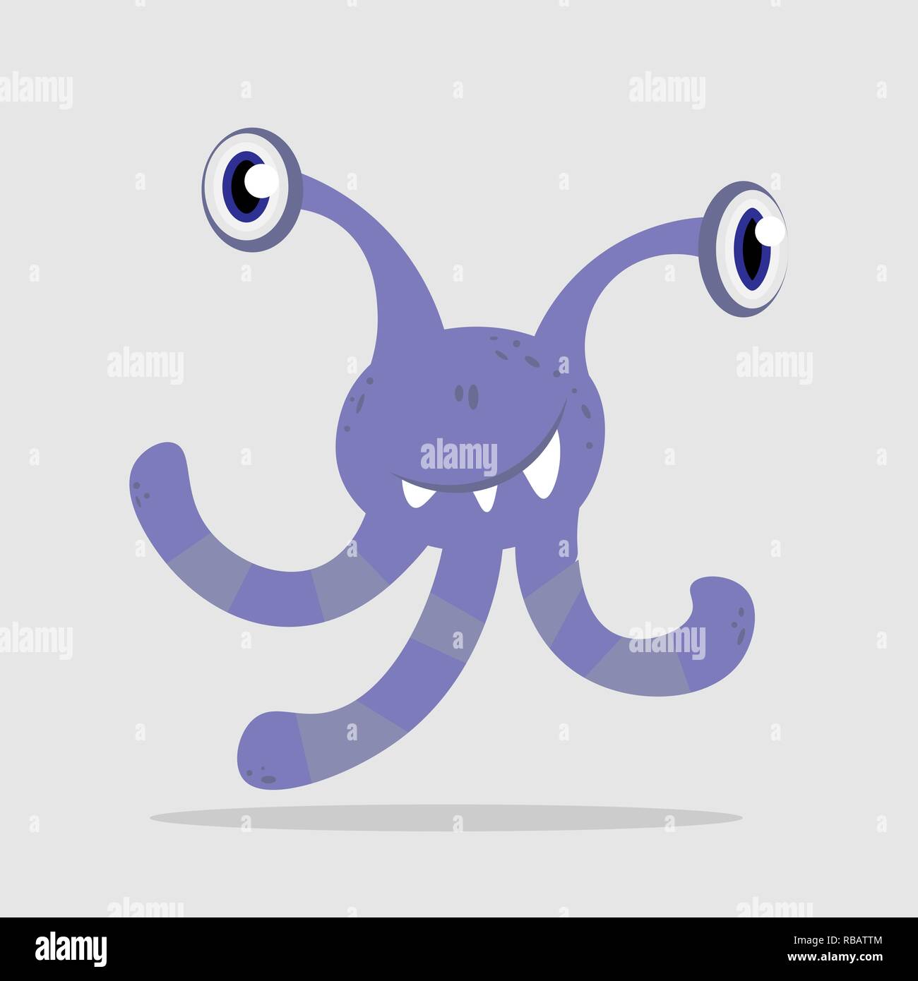 Violett lustig Cartoon Monster, Außerirdische oder Bakterium Stock Vektor