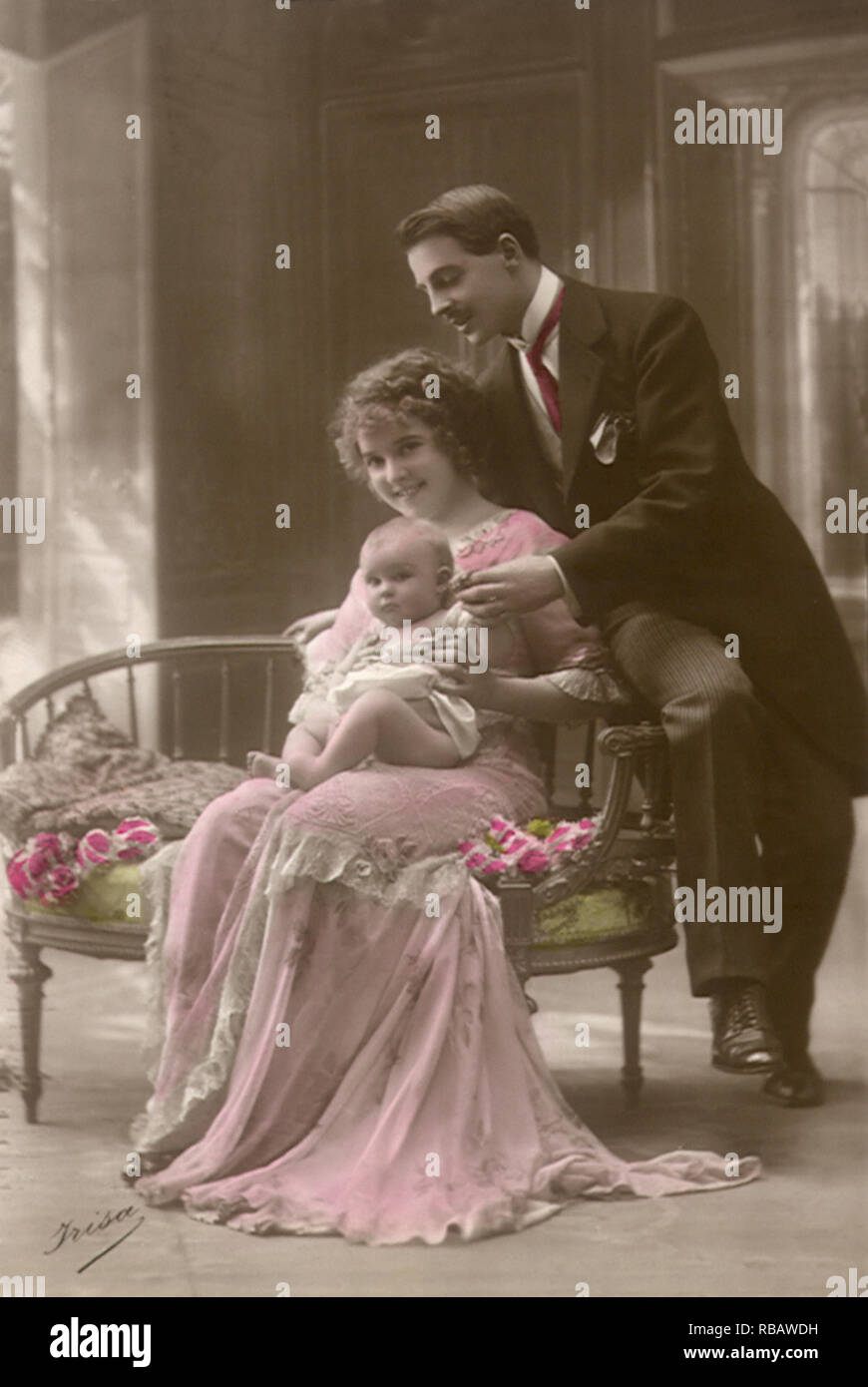 Vater, Mutter und Baby. Stockfoto