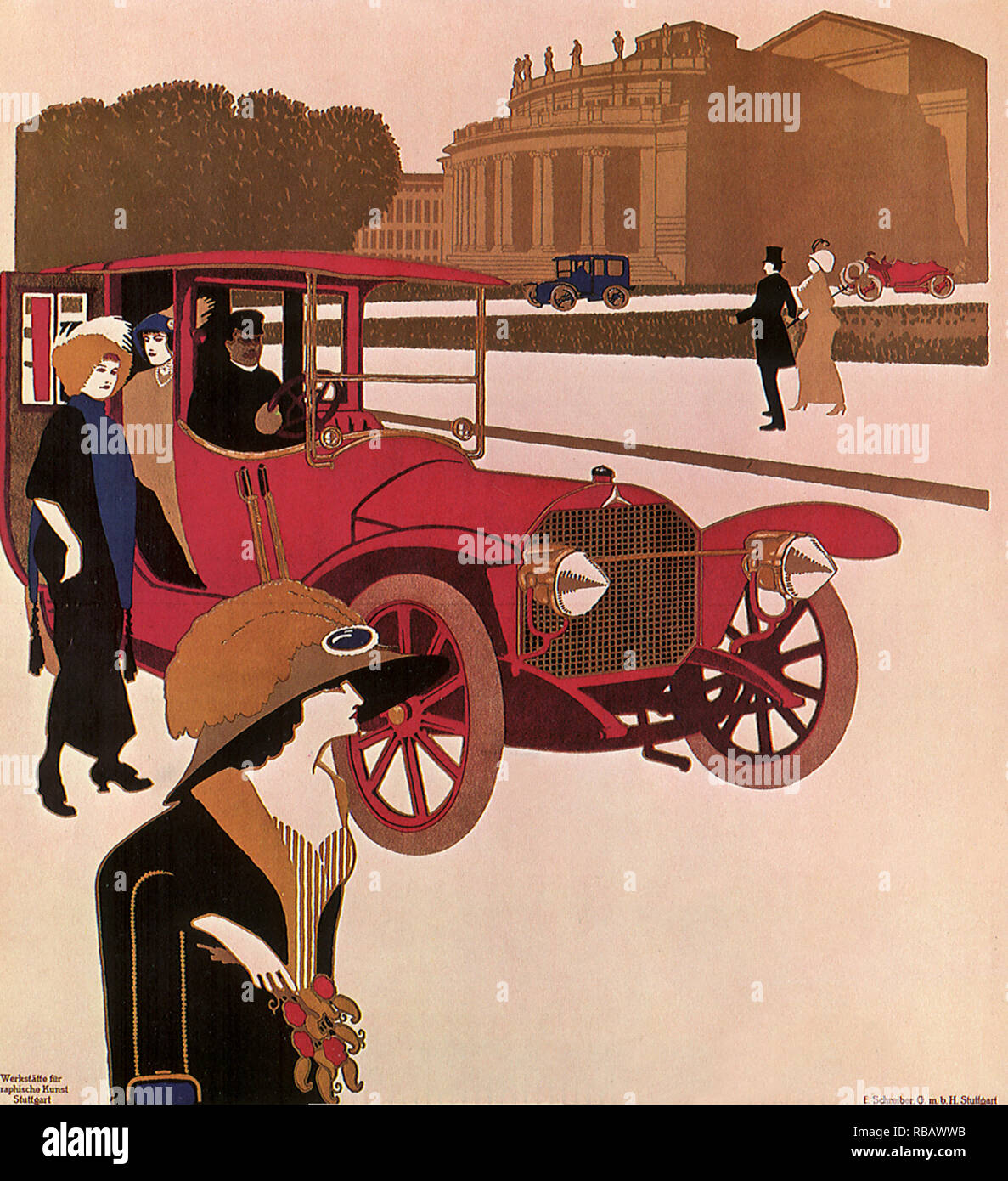 Eingabe rotes Auto. Stockfoto