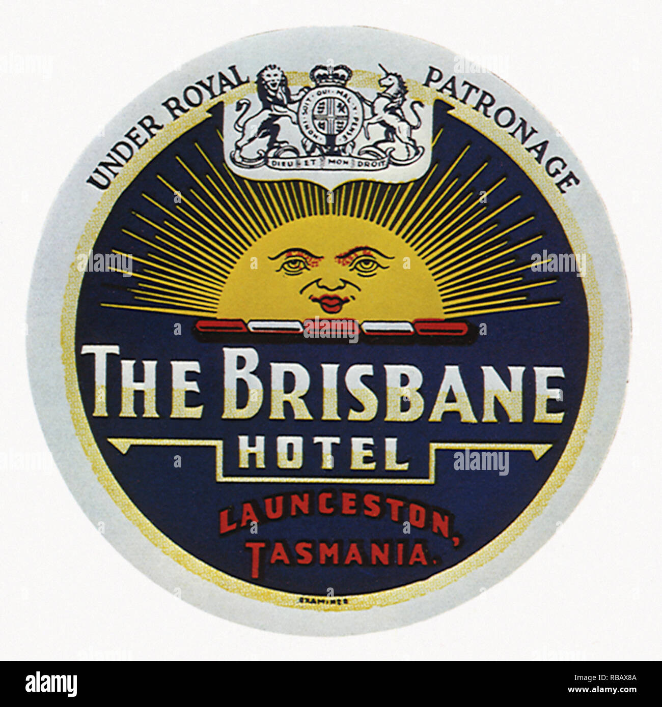 Brisbane Hotel Label. Stockfoto