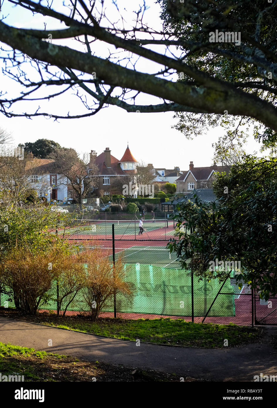 Queens Park Tennis club Views im Winter Brighton East Sussex UK Stockfoto