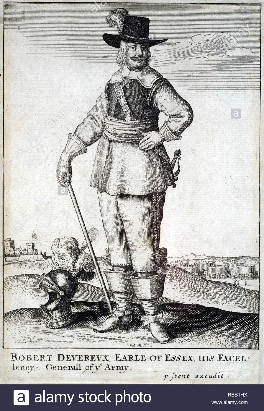 Robert Devereux, Earl of Essex, 1591 - 1646, war ein englischer Parlamentarier und Soldaten während der ersten Hälfte des 17. Jahrhunderts, Radierung von Böhmische Kupferstecher Wenzel Hollar aus 1600s Stockfoto