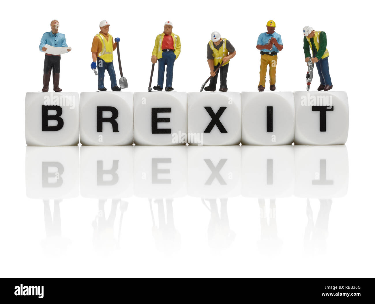 Bauarbeiter und das Wort Brexit Stockfoto