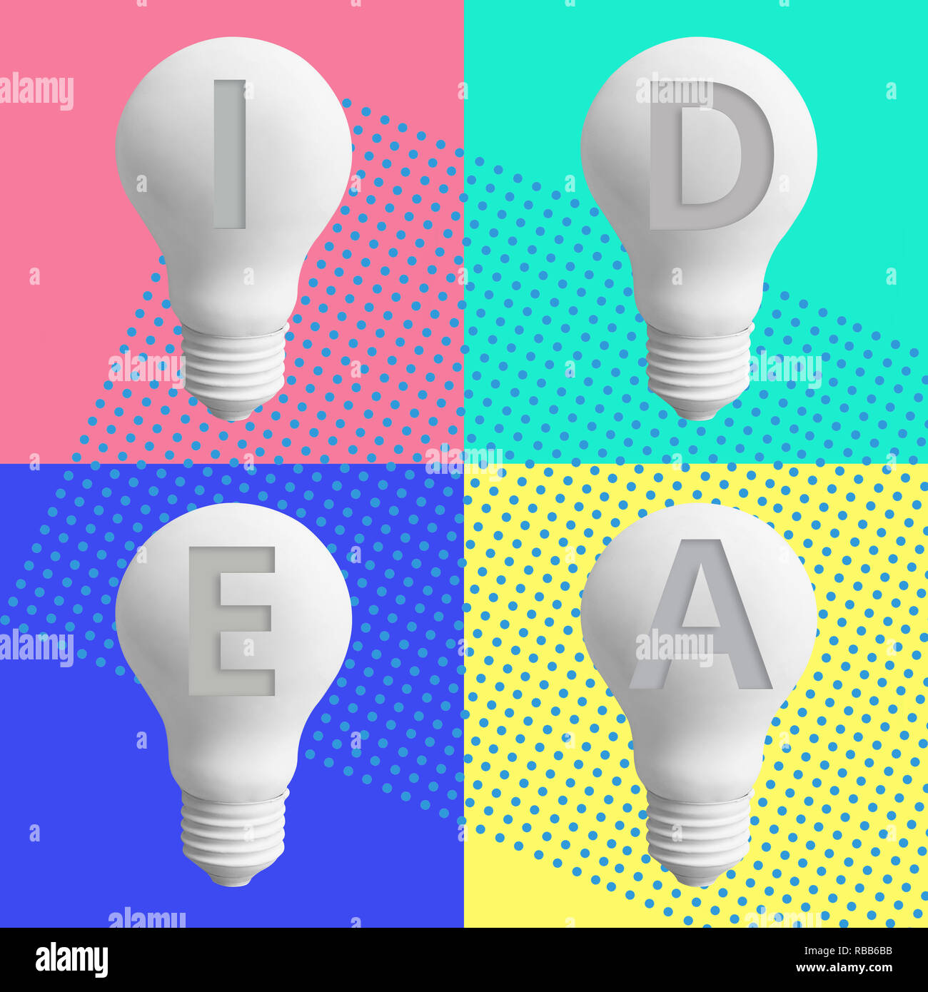 3D-Illustration Stil von 2019 Kreativität inspiration Konzepte mit Glühbirne auf pastellfarbenen Hintergrund. Business Solution, Planung Ideen. glühende Conte Stockfoto